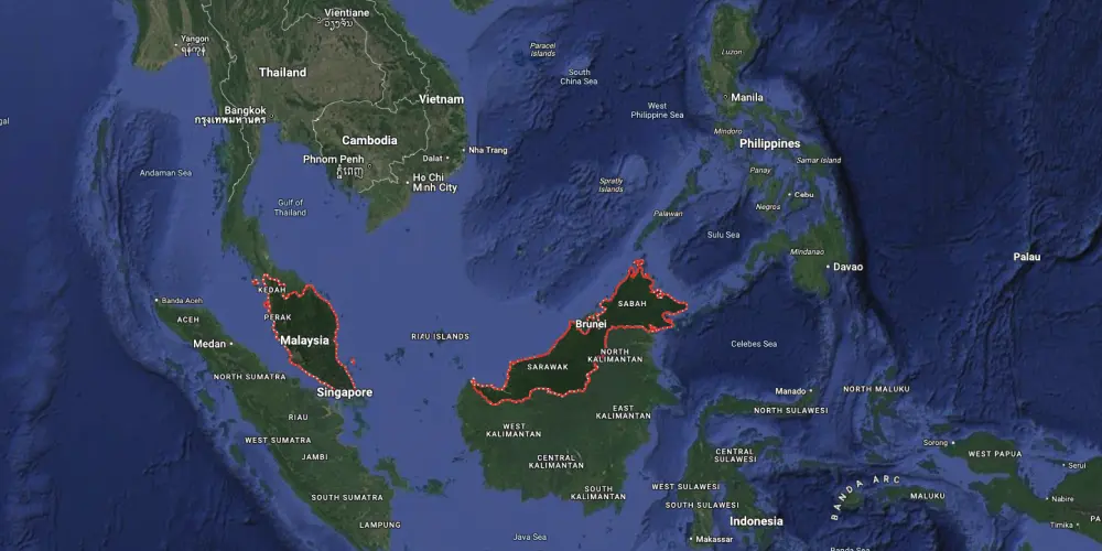 Map showing Malaysia's strategic location